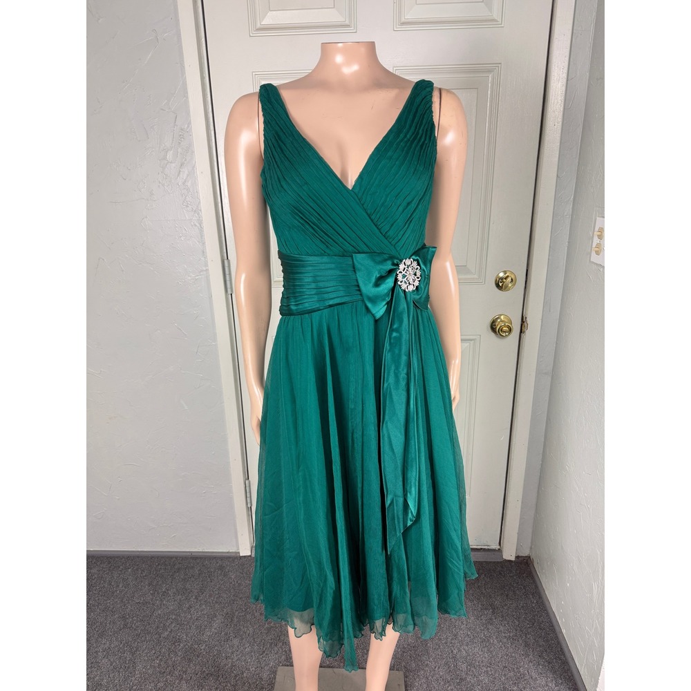 NEW Tadashi Shoji Collection Dress 2 Party Prom Silk Evening Satin Bow J16